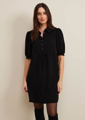 Phase Eight Claudia Button Swing Dress Black Canada | XWUMPN-684